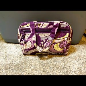 Thirty-One Women’s Purple, White, and Green Paisley Makeup Bag